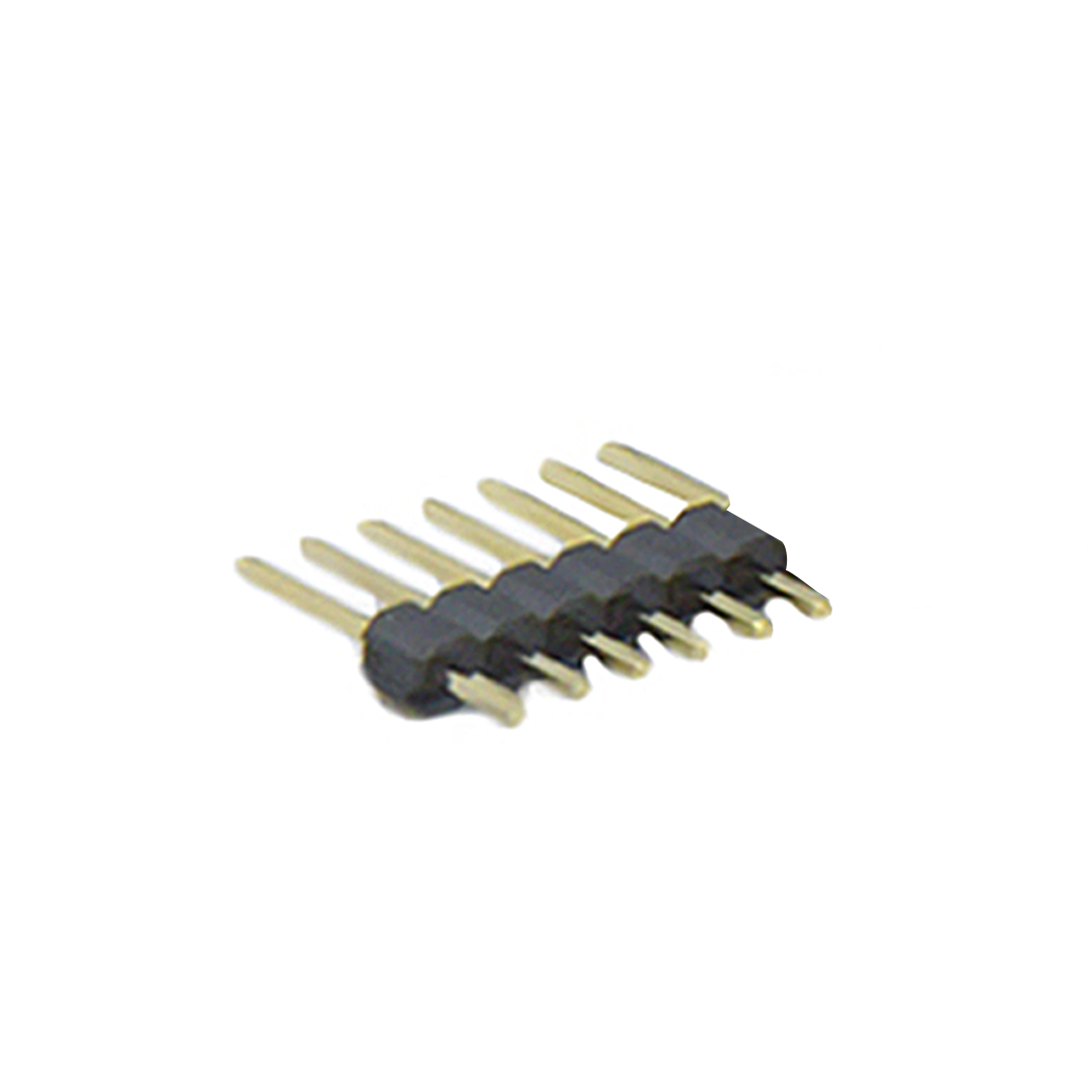PH2541 排针连接器 Pitch 2.54mm 180° 单排 DIP 单塑 无卤排针 L=11.5MM 1X07Pin 黑色 PA6T，94V-0 镀全金G/F